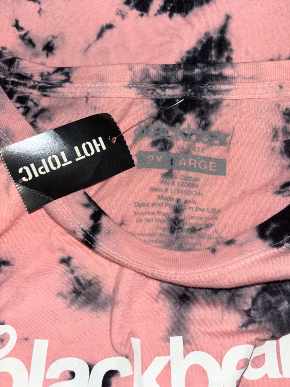 Hot Topic Pink & Black Tie-Dye Blackbear Graphic Tee - Picture 3 of 3